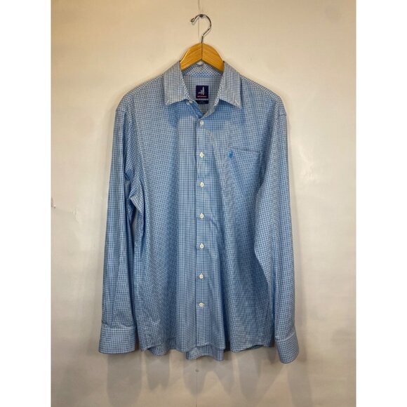 Johnnie-O Check Prep-formance Sport Twilight Blue Long Sleeve Men's Large - Picture 1 of 5